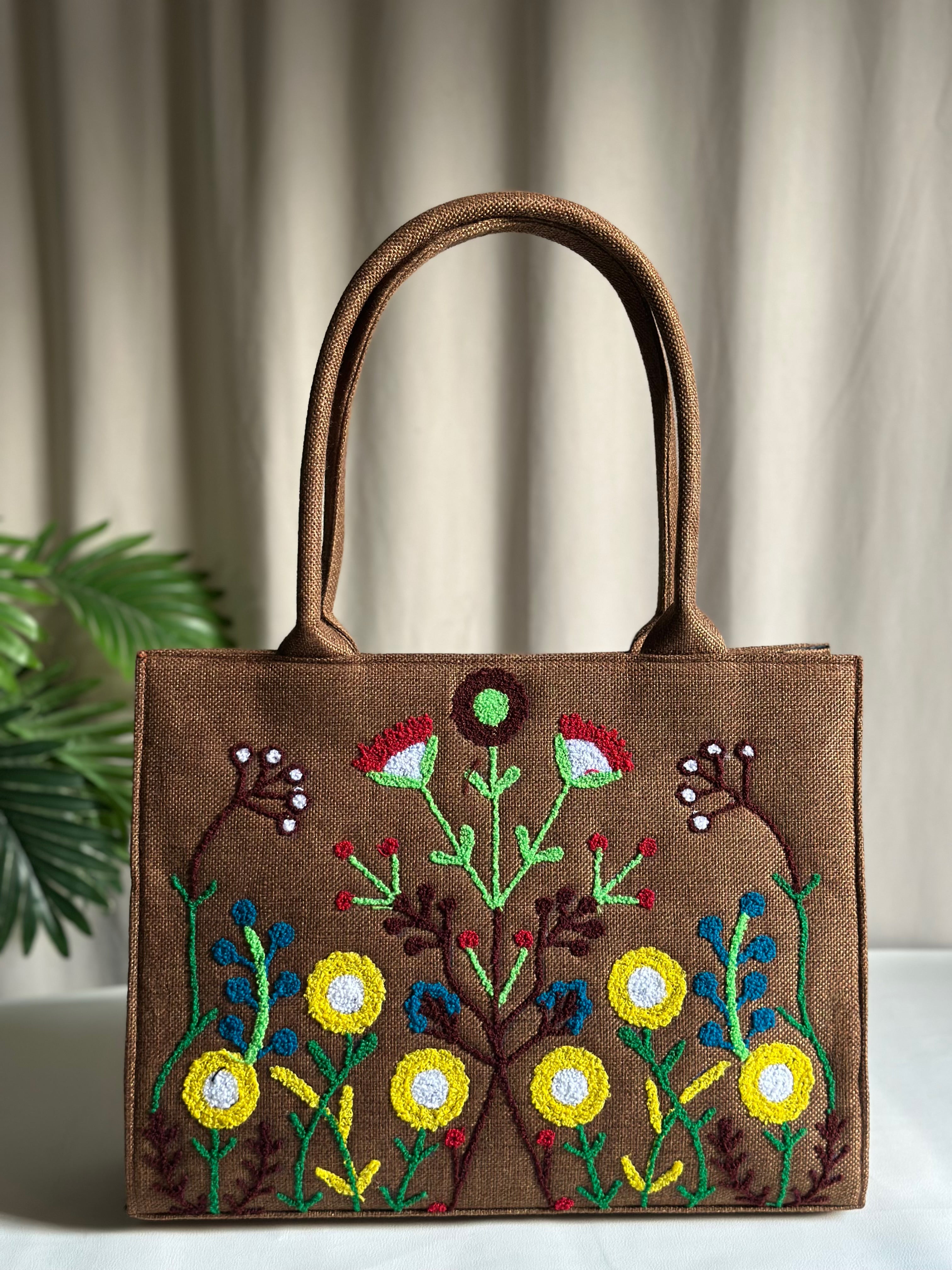 Premium Jute Tote Blush Wood - Brown