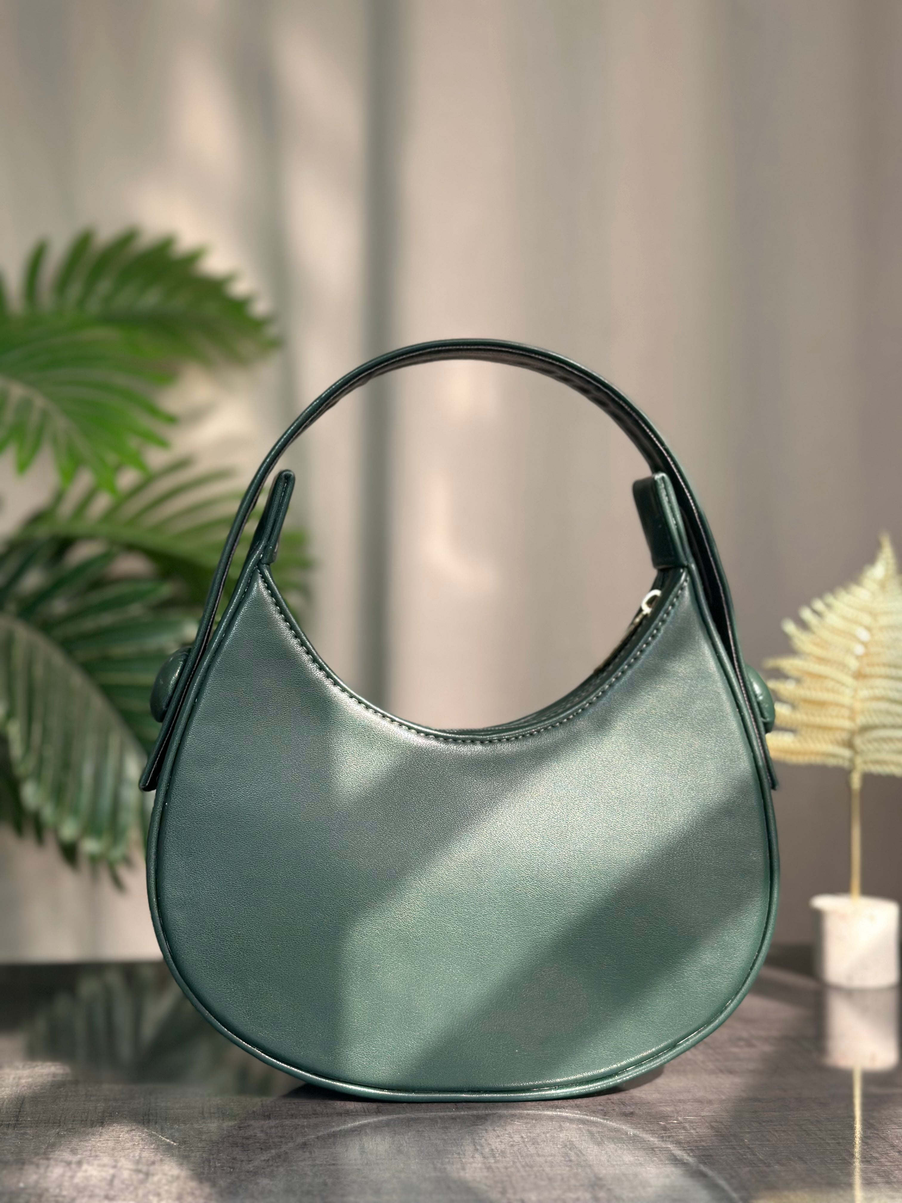 Plain Hobo HandBag - Green