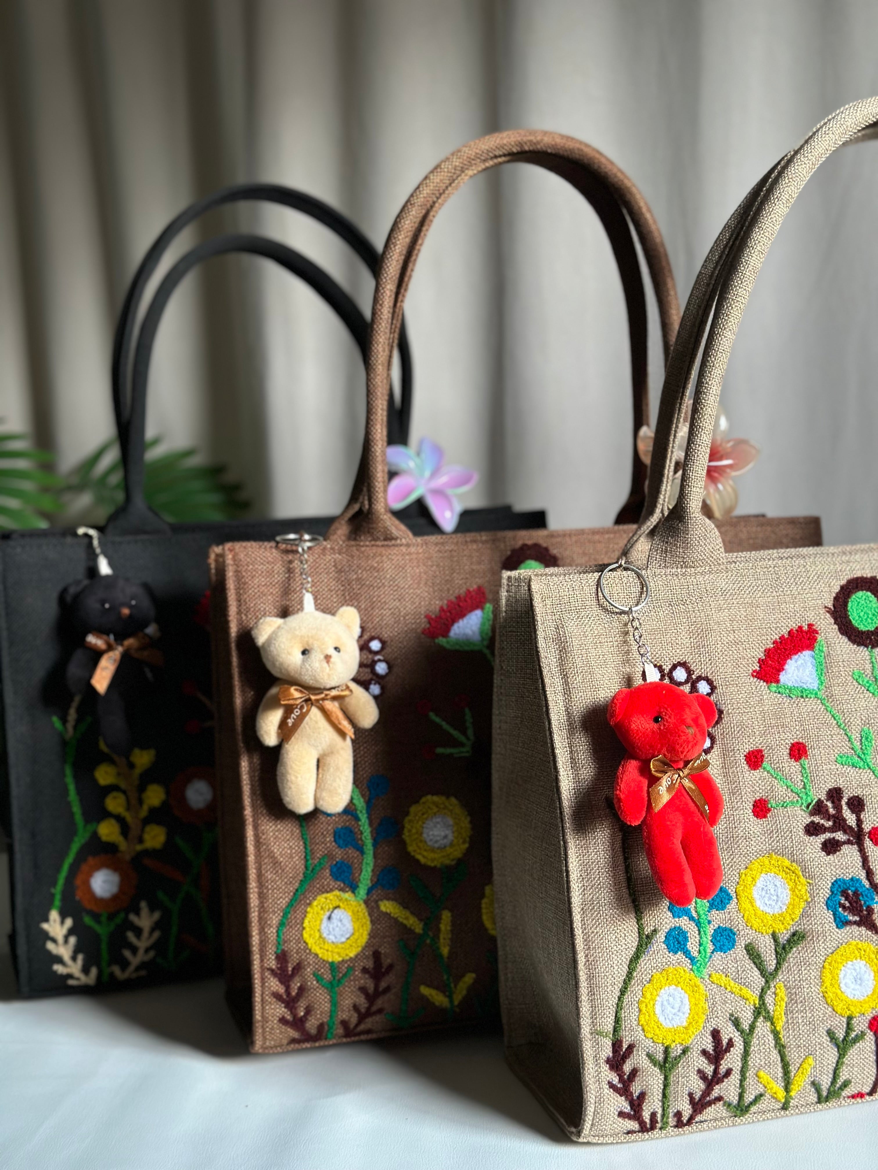 Premium Jute Tote Blush Wood - Black