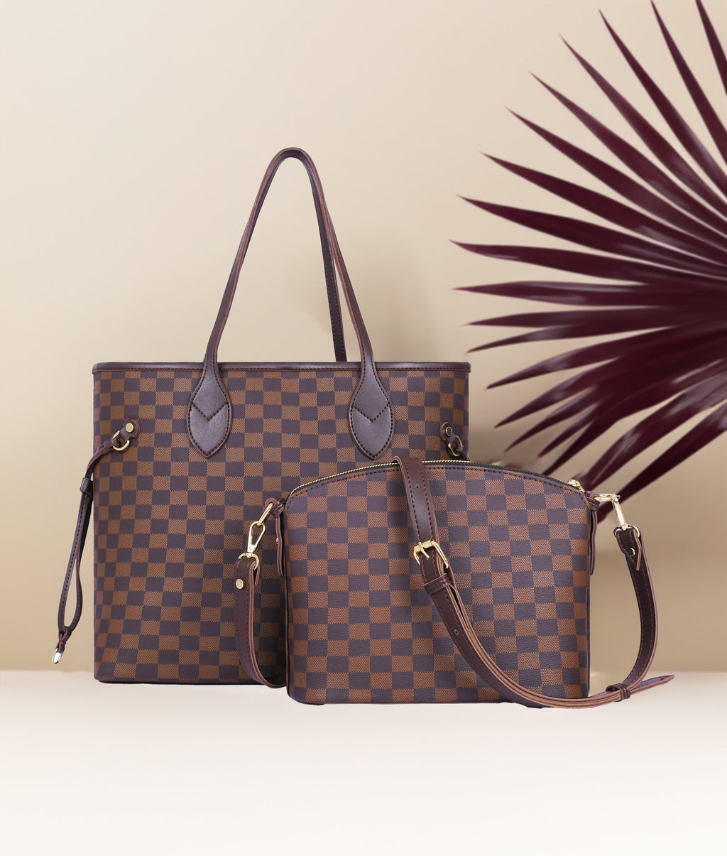 Duo Tote Checkered - Brown